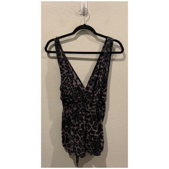 FREE PEOPLE Leo Printed Sleeveless Black Cheetah Crescent Shaped Romper - Picture 2 of 4